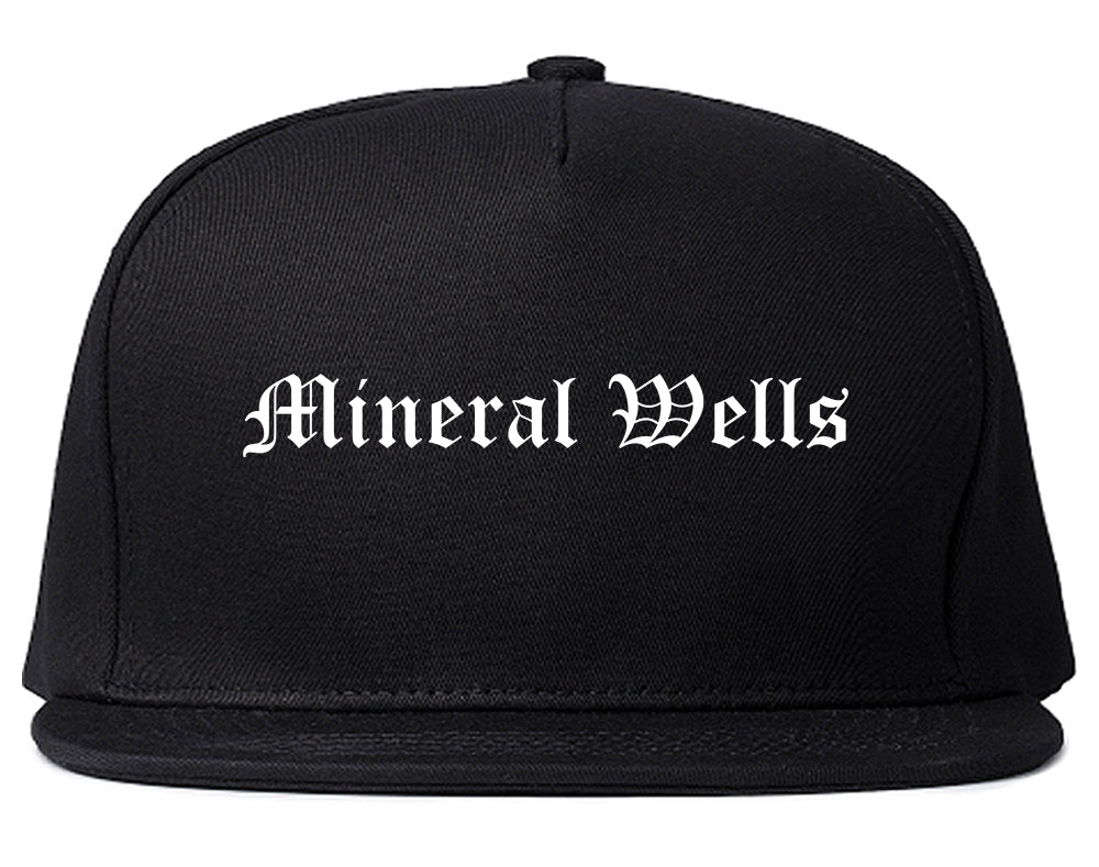 Mineral Wells Texas TX Old English Mens Snapback Hat Black
