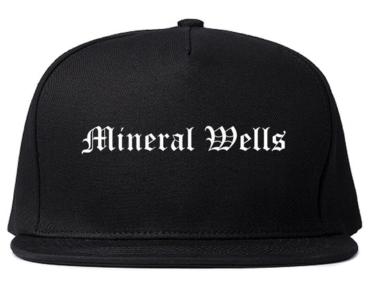 Mineral Wells Texas TX Old English Mens Snapback Hat Black