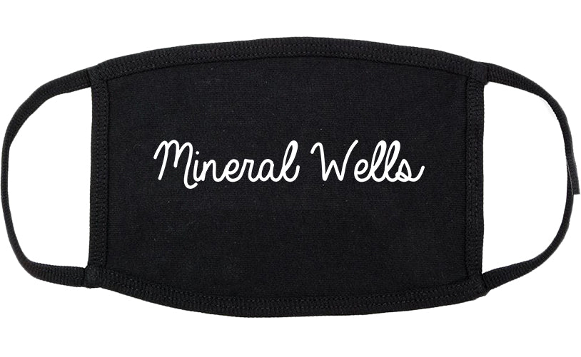 Mineral Wells Texas TX Script Cotton Face Mask Black