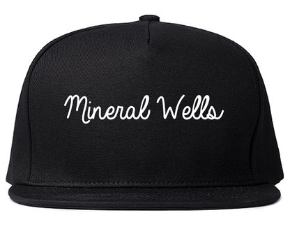 Mineral Wells Texas TX Script Mens Snapback Hat Black