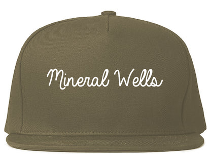 Mineral Wells Texas TX Script Mens Snapback Hat Grey
