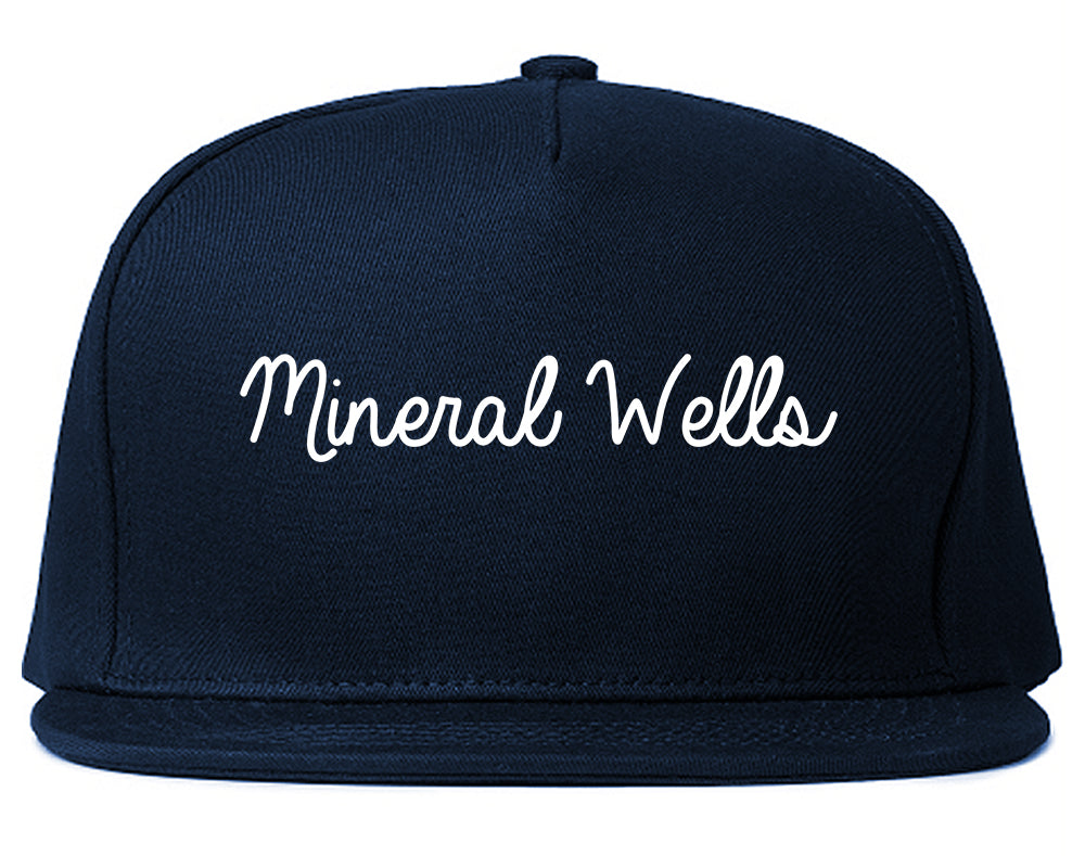 Mineral Wells Texas TX Script Mens Snapback Hat Navy Blue
