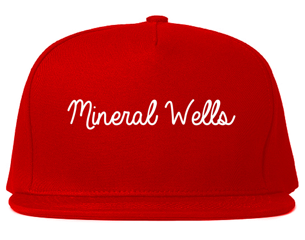 Mineral Wells Texas TX Script Mens Snapback Hat Red