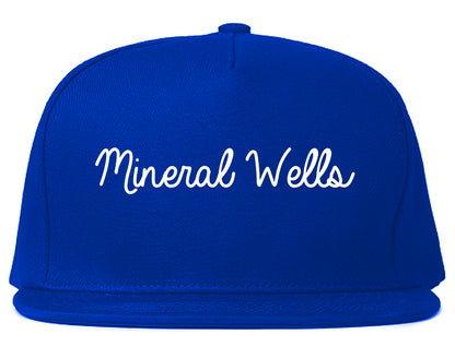 Mineral Wells Texas TX Script Mens Snapback Hat Royal Blue