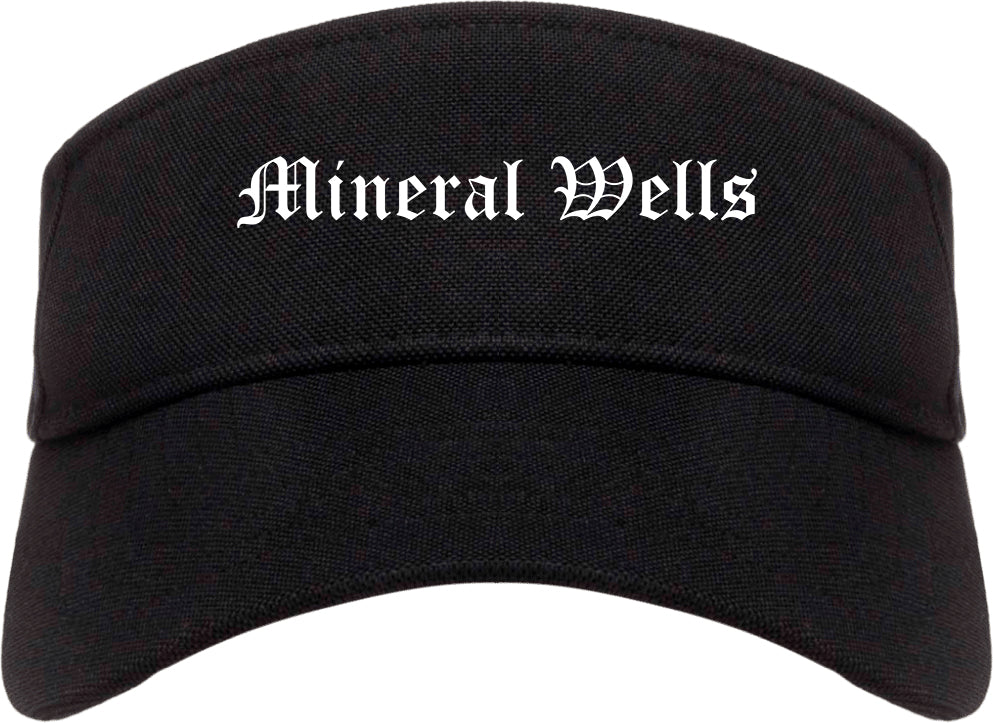 Mineral Wells Texas TX Old English Mens Visor Cap Hat Black