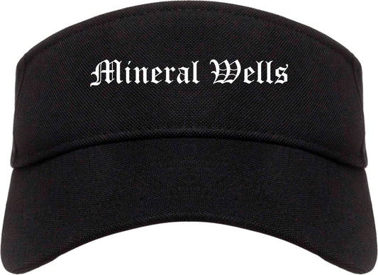 Mineral Wells Texas TX Old English Mens Visor Cap Hat Black