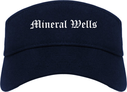 Mineral Wells Texas TX Old English Mens Visor Cap Hat Navy Blue