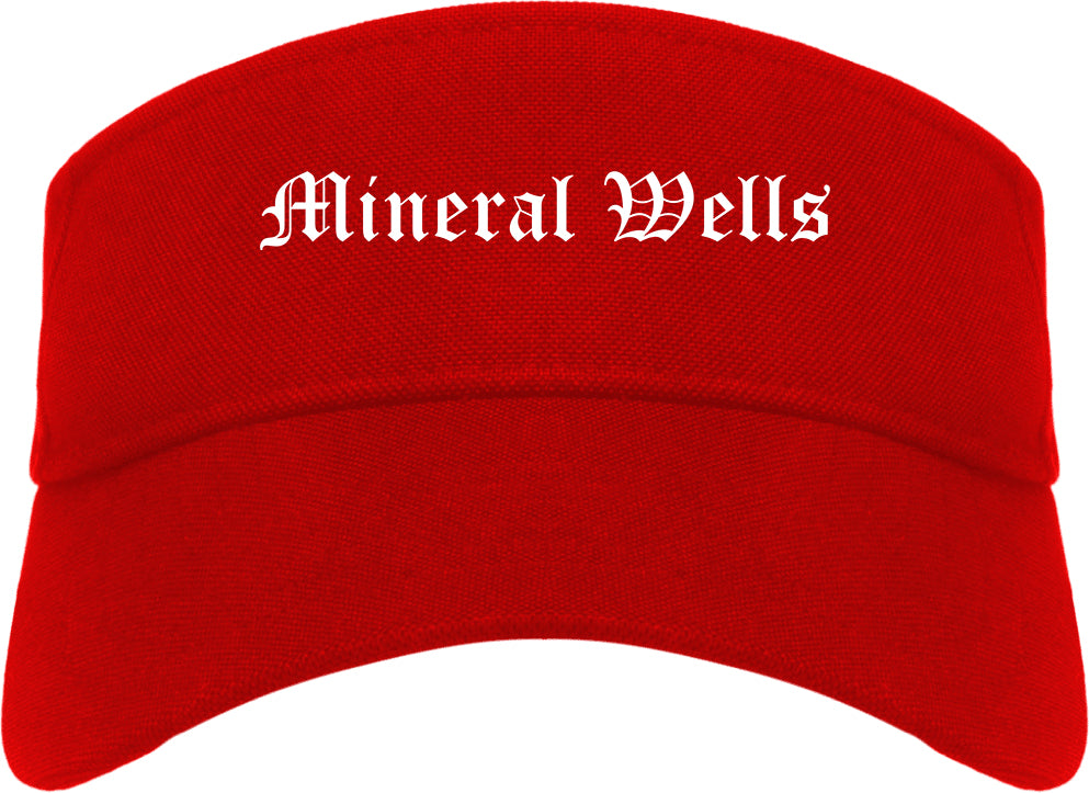 Mineral Wells Texas TX Old English Mens Visor Cap Hat Red