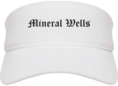 Mineral Wells Texas TX Old English Mens Visor Cap Hat White