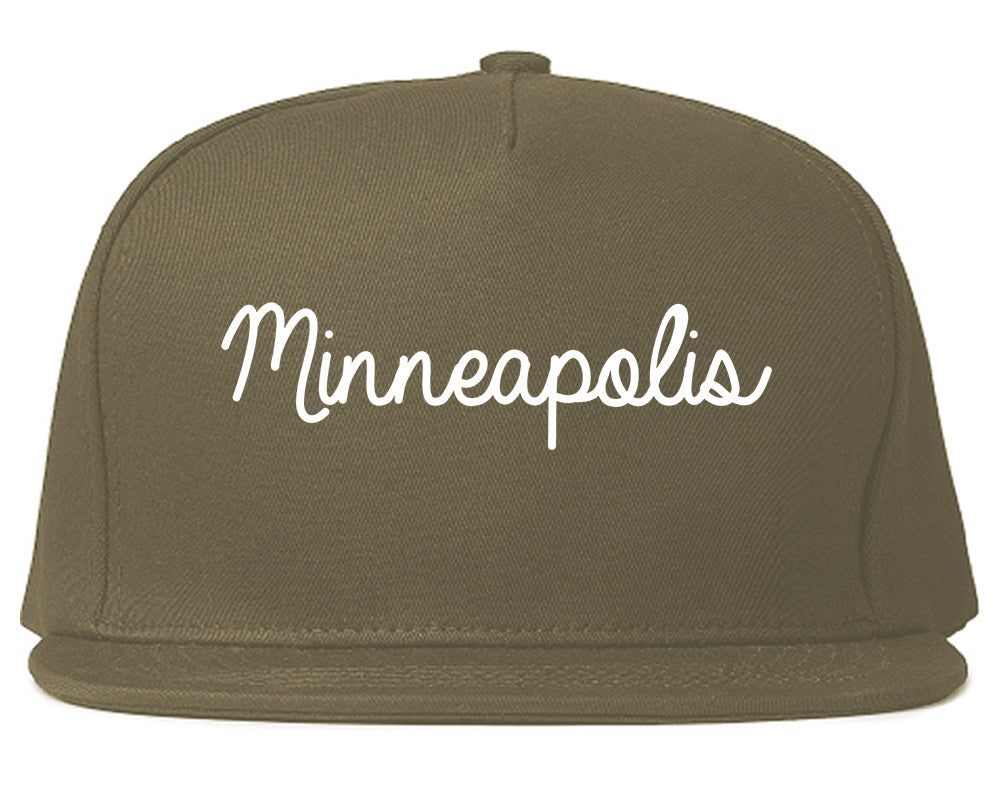 Minneapolis Minnesota MN Script Mens Snapback Hat Grey