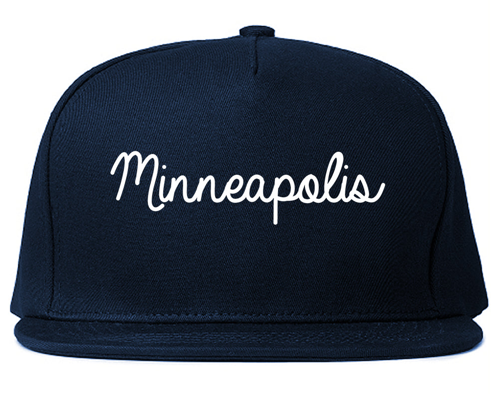Minneapolis Minnesota MN Script Mens Snapback Hat Navy Blue