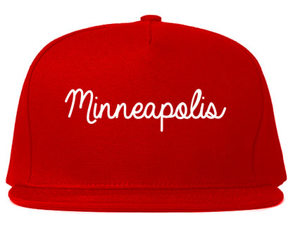 Minneapolis Minnesota MN Script Mens Snapback Hat Red
