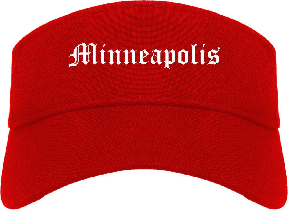 Minneapolis Minnesota MN Old English Mens Visor Cap Hat Red