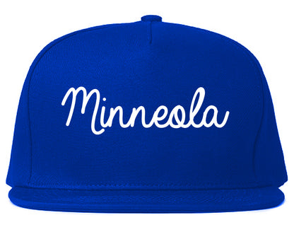 Minneola Florida FL Script Mens Snapback Hat Royal Blue