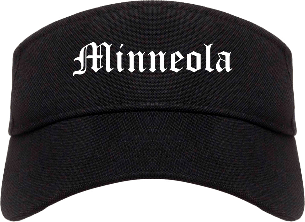Minneola Florida FL Old English Mens Visor Cap Hat Black