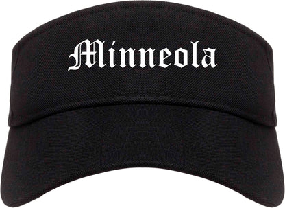 Minneola Florida FL Old English Mens Visor Cap Hat Black