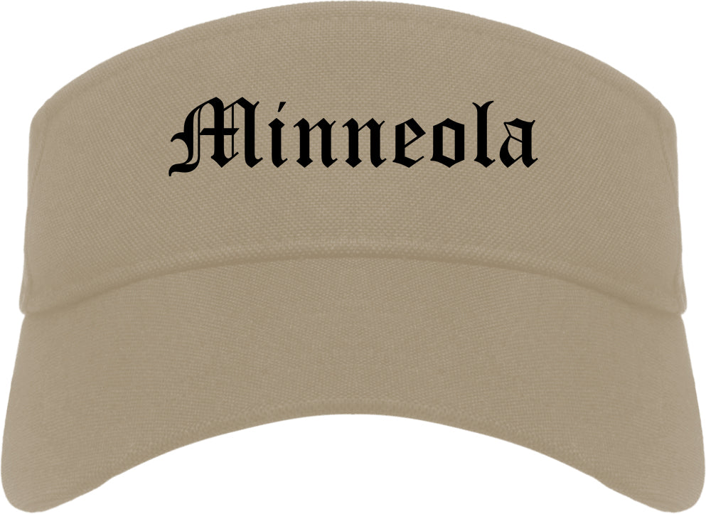 Minneola Florida FL Old English Mens Visor Cap Hat Khaki