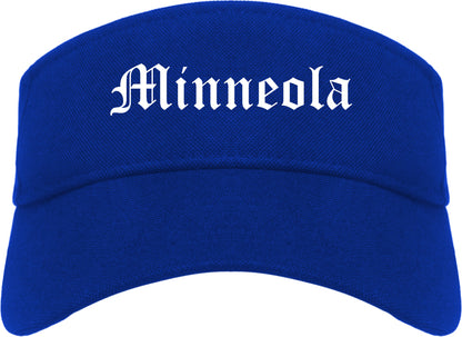 Minneola Florida FL Old English Mens Visor Cap Hat Royal Blue
