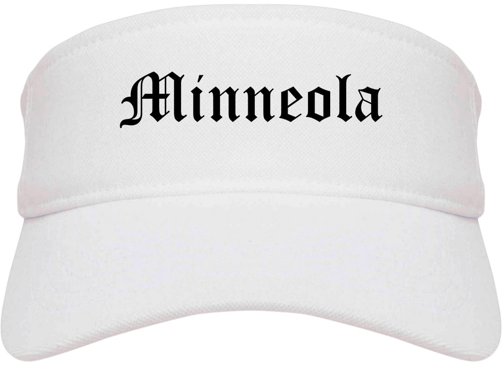 Minneola Florida FL Old English Mens Visor Cap Hat White
