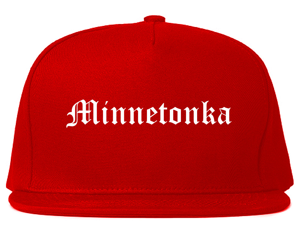 Minnetonka Minnesota MN Old English Mens Snapback Hat Red