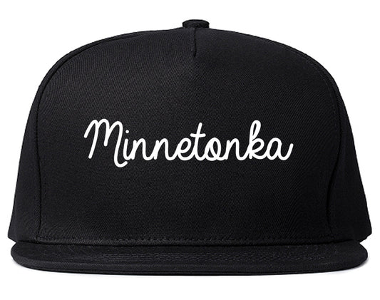 Minnetonka Minnesota MN Script Mens Snapback Hat Black