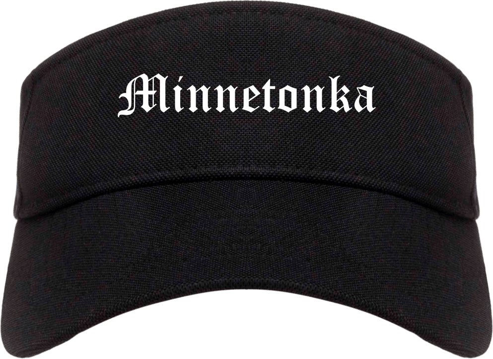 Minnetonka Minnesota MN Old English Mens Visor Cap Hat Black