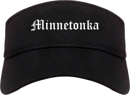 Minnetonka Minnesota MN Old English Mens Visor Cap Hat Black