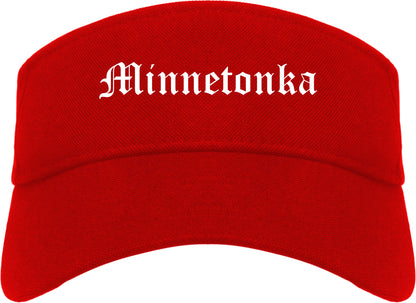 Minnetonka Minnesota MN Old English Mens Visor Cap Hat Red
