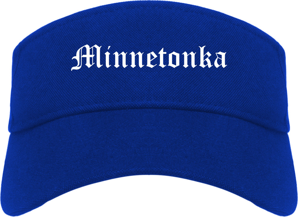 Minnetonka Minnesota MN Old English Mens Visor Cap Hat Royal Blue