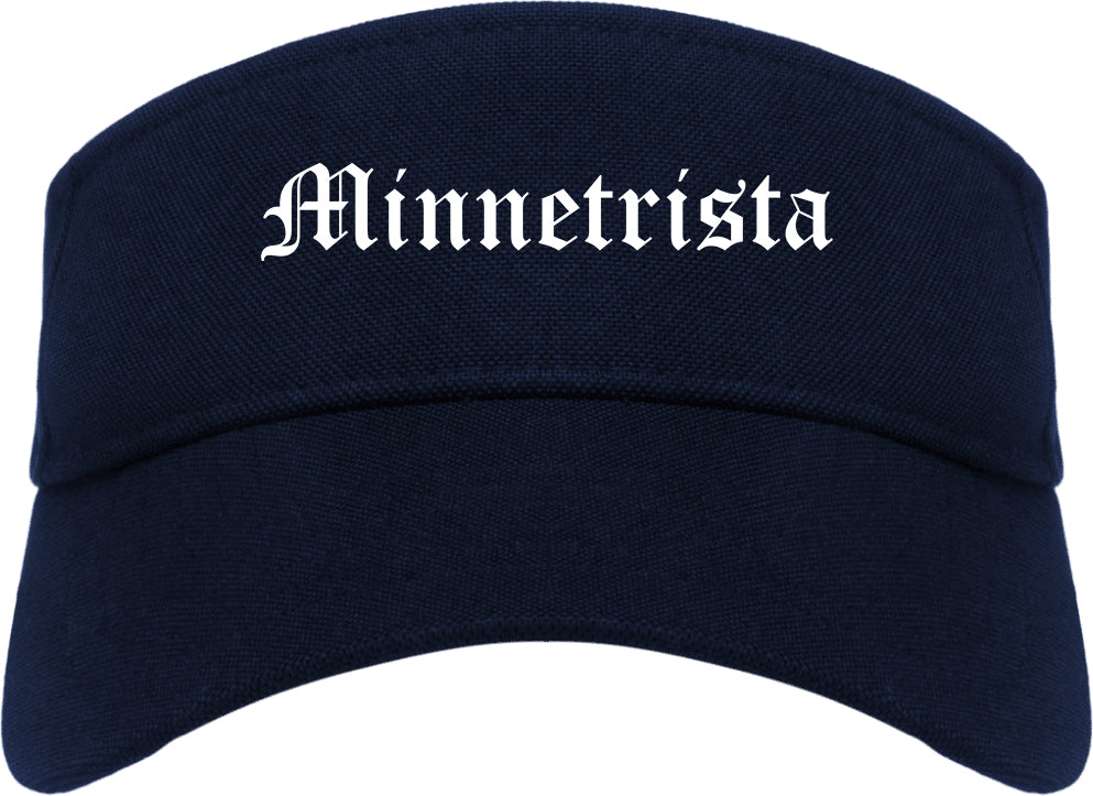 Minnetrista Minnesota MN Old English Mens Visor Cap Hat Navy Blue
