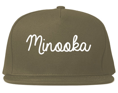Minooka Illinois IL Script Mens Snapback Hat Grey