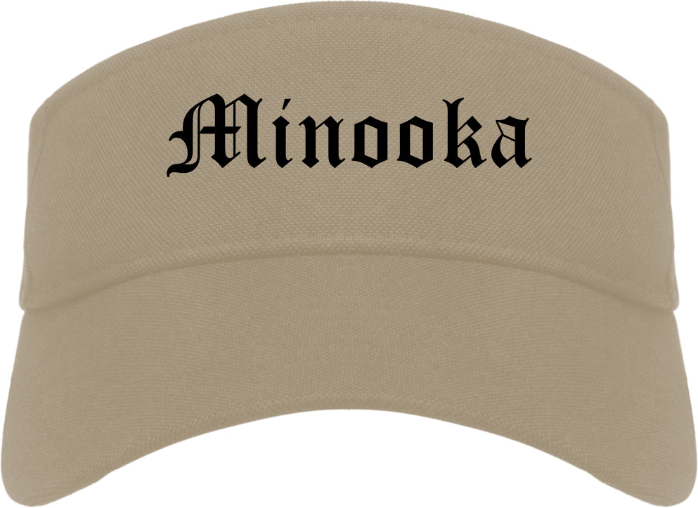 Minooka Illinois IL Old English Mens Visor Cap Hat Khaki
