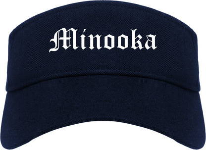 Minooka Illinois IL Old English Mens Visor Cap Hat Navy Blue