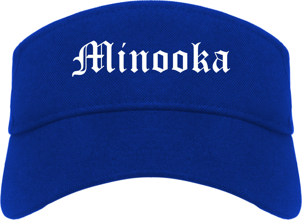 Minooka Illinois IL Old English Mens Visor Cap Hat Royal Blue