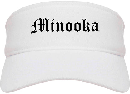 Minooka Illinois IL Old English Mens Visor Cap Hat White