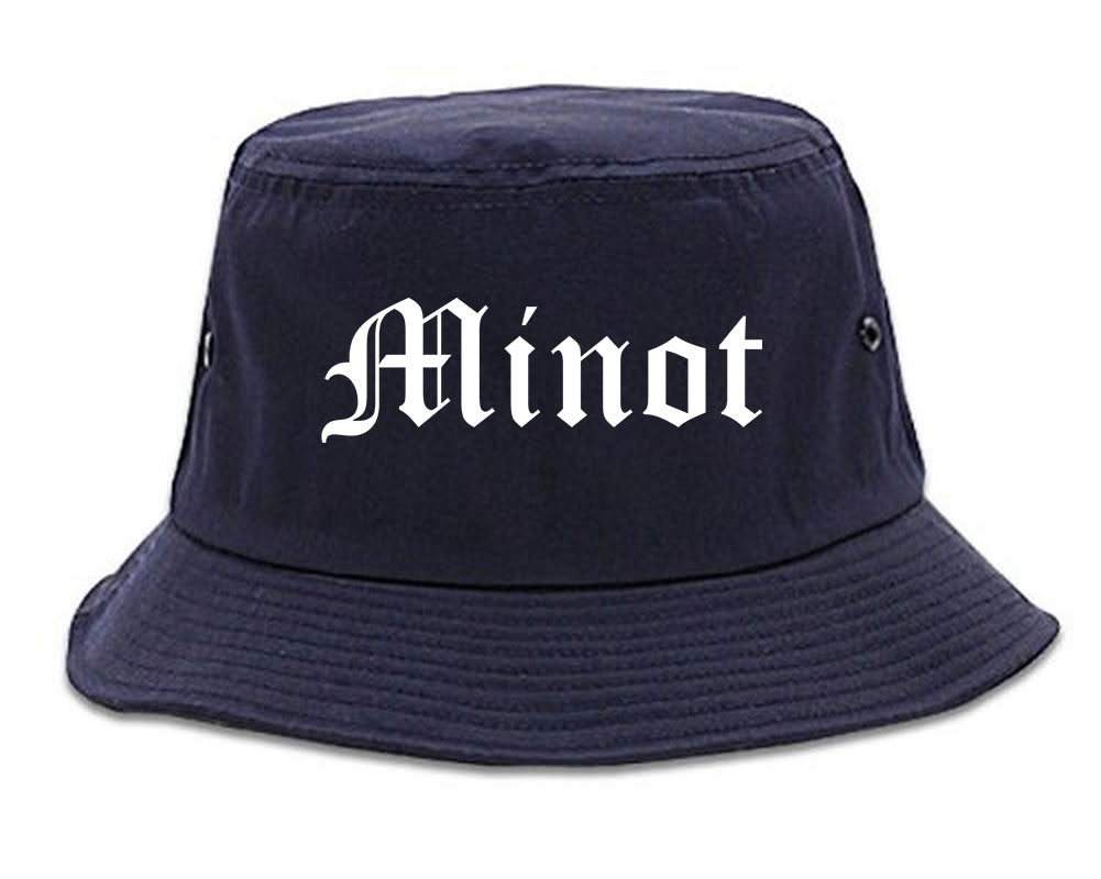 Minot North Dakota ND Old English Mens Bucket Hat Navy Blue