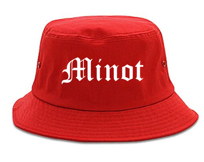 Minot North Dakota ND Old English Mens Bucket Hat Red