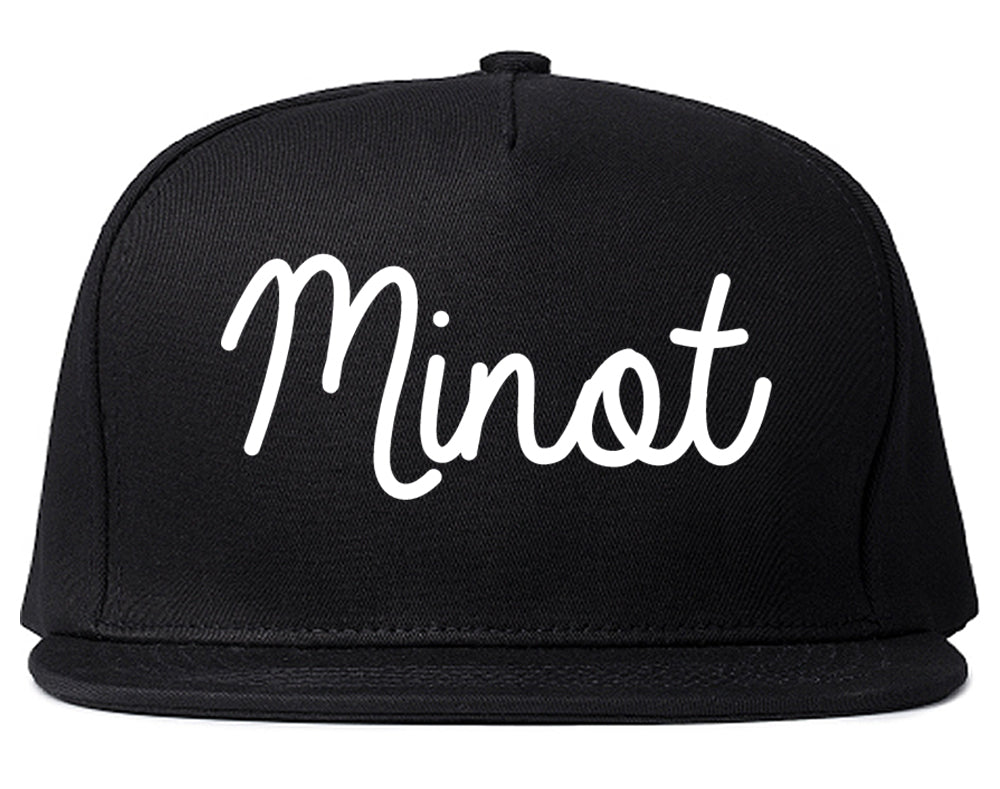 Minot North Dakota ND Script Mens Snapback Hat Black