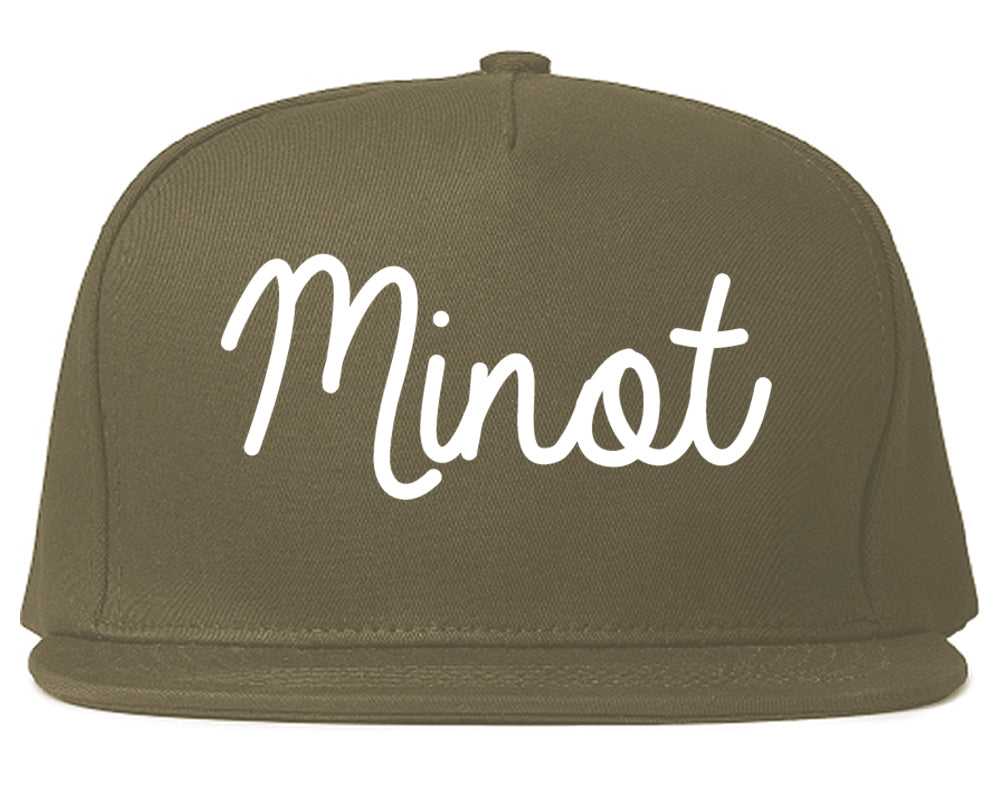 Minot North Dakota ND Script Mens Snapback Hat Grey