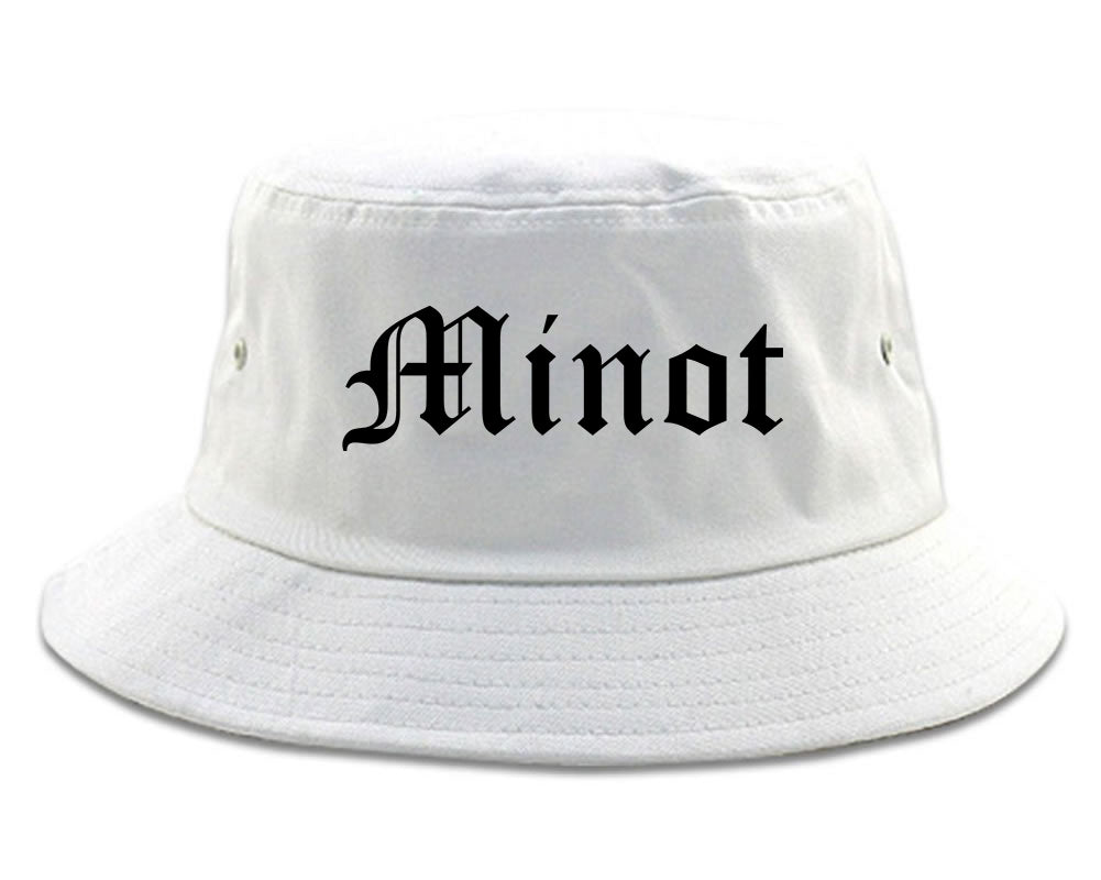Minot North Dakota ND Old English Mens Bucket Hat White