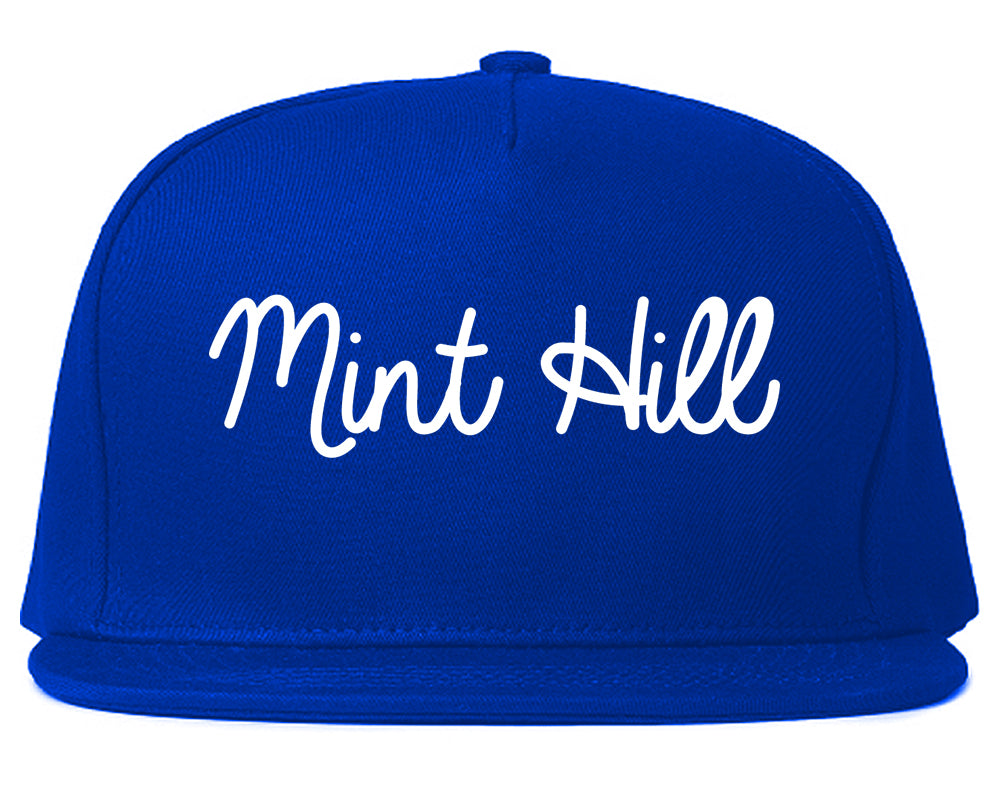 Mint Hill North Carolina NC Script Mens Snapback Hat Royal Blue