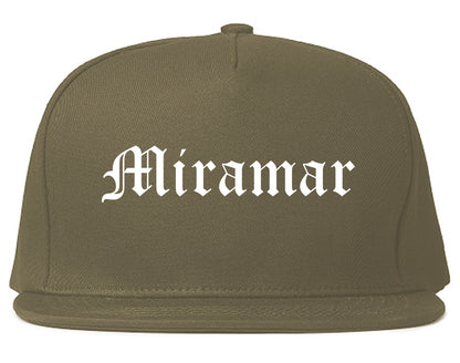 Miramar Florida FL Old English Mens Snapback Hat Grey