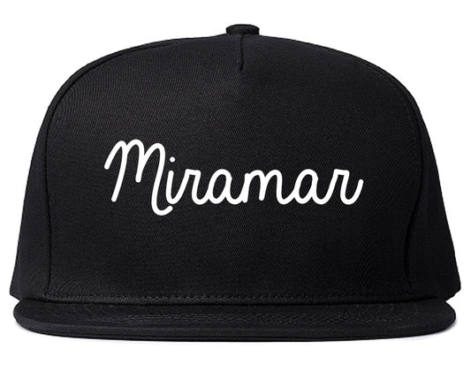 Miramar Florida FL Script Mens Snapback Hat Black