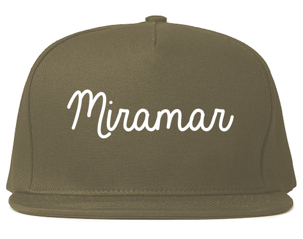 Miramar Florida FL Script Mens Snapback Hat Grey