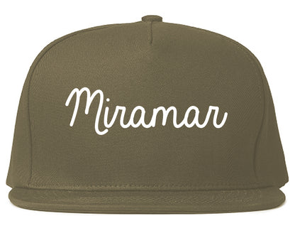 Miramar Florida FL Script Mens Snapback Hat Grey