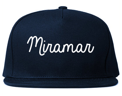 Miramar Florida FL Script Mens Snapback Hat Navy Blue