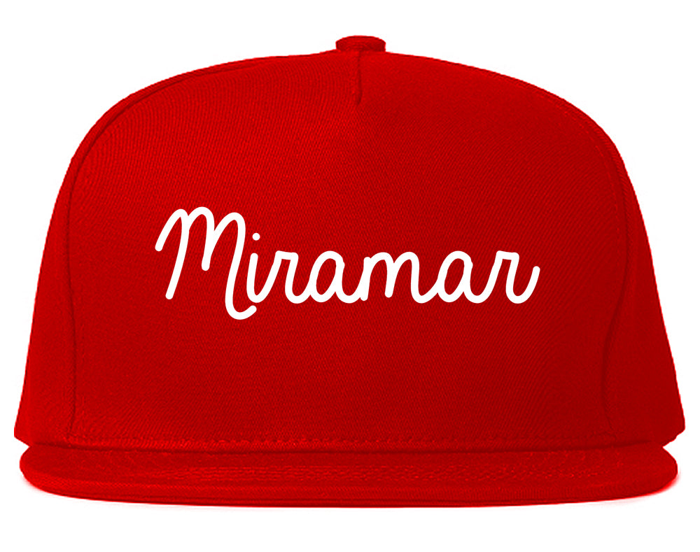 Miramar Florida FL Script Mens Snapback Hat Red