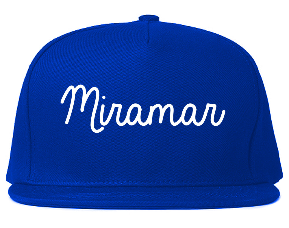 Miramar Florida FL Script Mens Snapback Hat Royal Blue