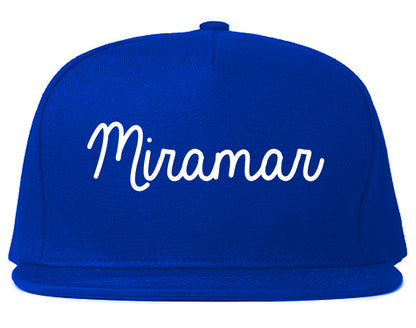 Miramar Florida FL Script Mens Snapback Hat Royal Blue