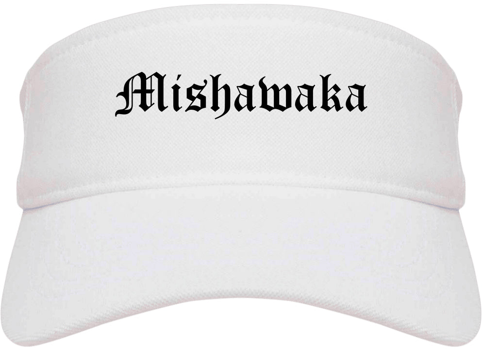 Mishawaka Indiana IN Old English Mens Visor Cap Hat White